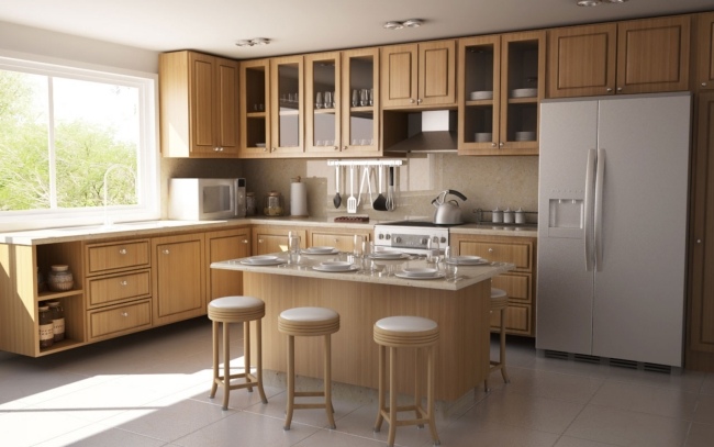 nápady na okrúhlu stoličku pre dizajn kuchynského ostrova klasické