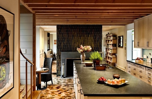 nápady na čierny povrch pre kuchynský ostrov klasický dizajn