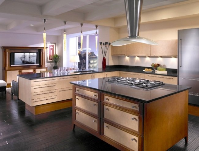 moderné nápady osvetlenia pre dizajn kuchynského ostrova klasické