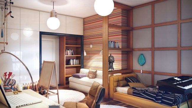 teplé tóny pruhy životné nápady pre detské izby univerzálny dizajn