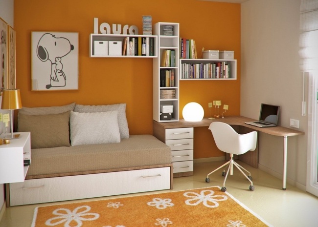 oranžové snoopy deco nápady na bývanie pre detské izby univerzálny dizajn