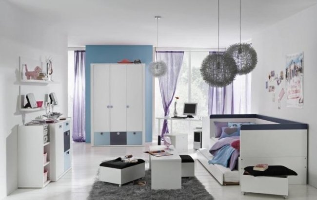 nápady izba pre deti unisex moderné biele modré závesné svetlá