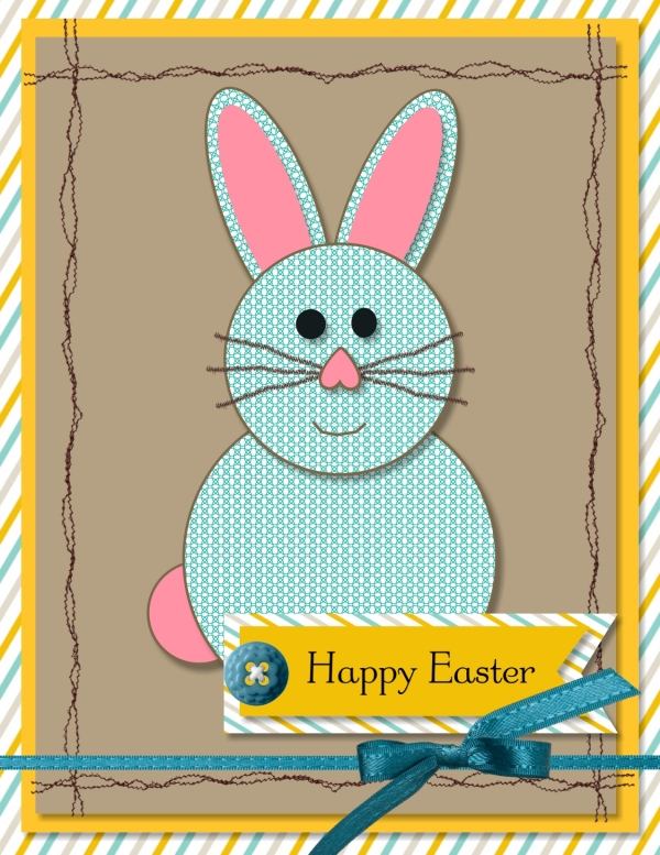 Posielajte zadarmo veľkonočné karty online - modrý veľkonočný zajačik