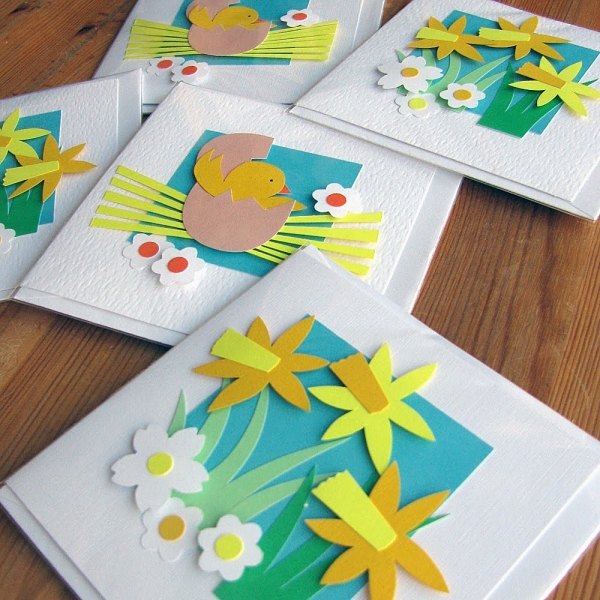 Remeselné výrobky Veľkonočné karty liahnutie slepačích vajec