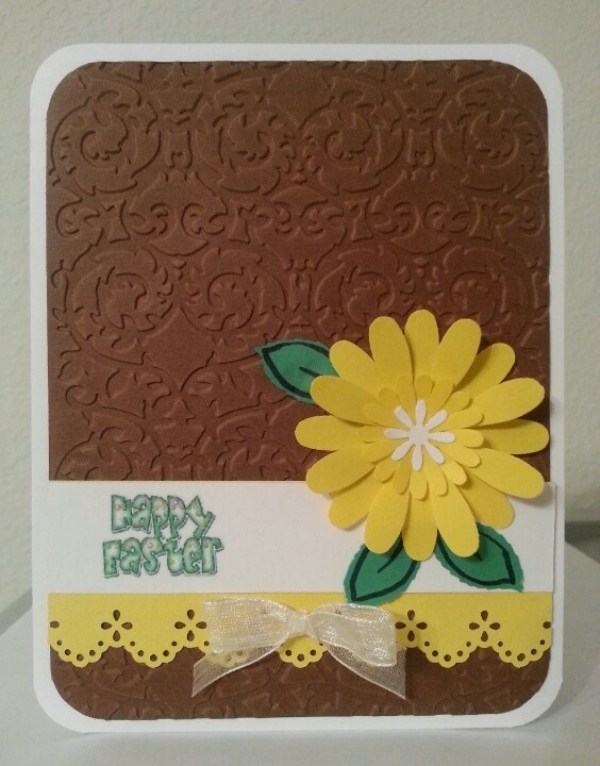 Papierová kvetinová karta hnedé-veľkonočné-2014 drotárske nápady