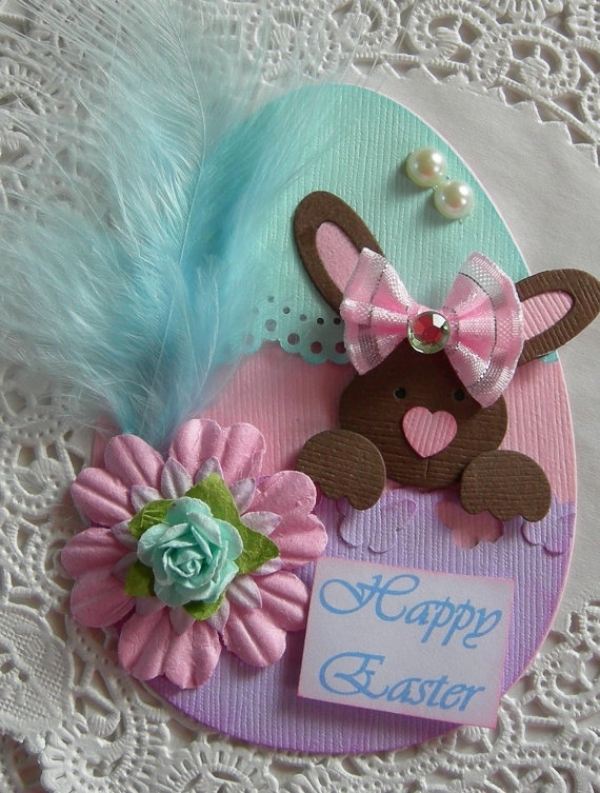 Veľkonočné karty Roztomilá figúrka veľkonočného zajačika nápady online remesiel