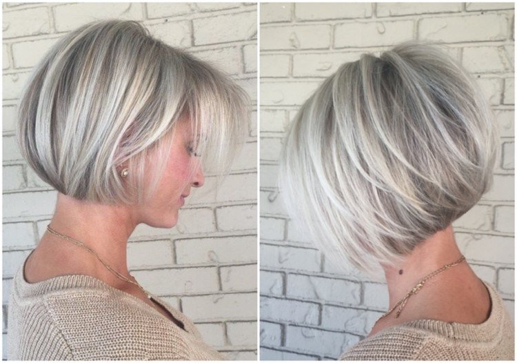 Bob po bradu s platinovými blond bielymi melírmi