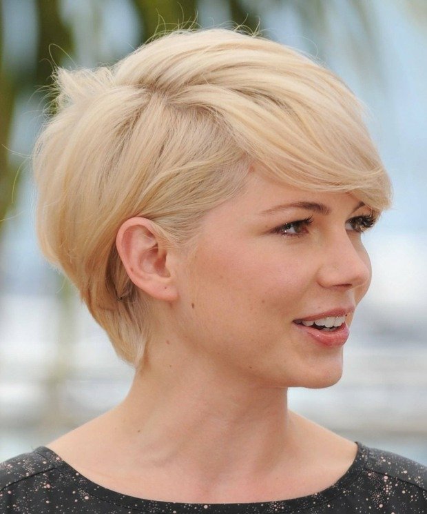 blond vlasy bočné delenie a ofina Účes Bob hviezdy blond vlasy šikmá ofina