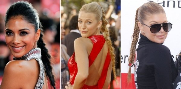 Konský chvost rybej kosti Hollywoodske hviezdy Nicole Scherzinger-Blake Lively-Fergie