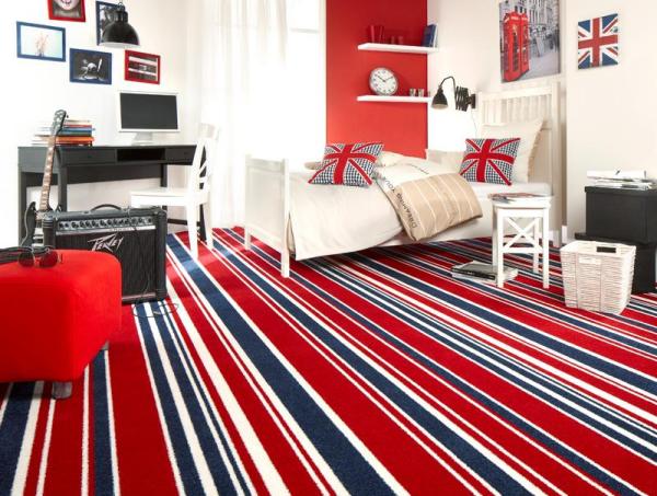 nápady dekorácia detskej izby v anglickom štýle union jack