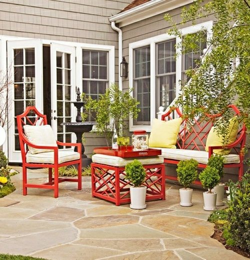 Drevený nábytok záhradná plánovacia kamenná dlažba