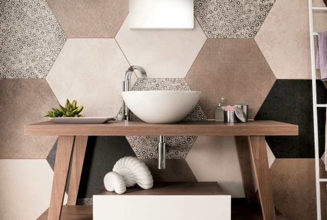 Heritage1 nápady na kúpeľne v malých priestoroch, obklady na stenu, šesťuholníky v štýle deco