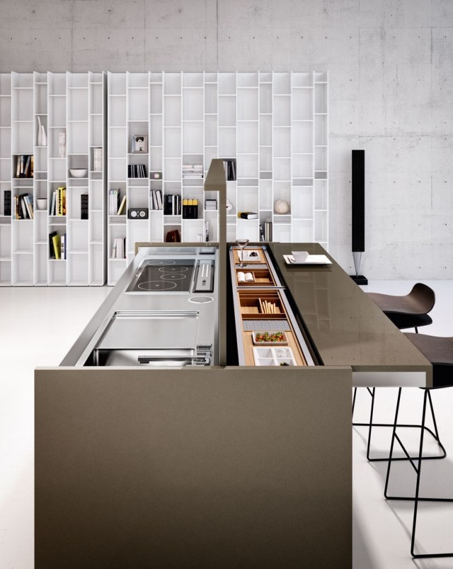 Linea Quattro-Arca Kompaktný dizajn kuchyne moderný kuchynský blok vstavaná varná doska