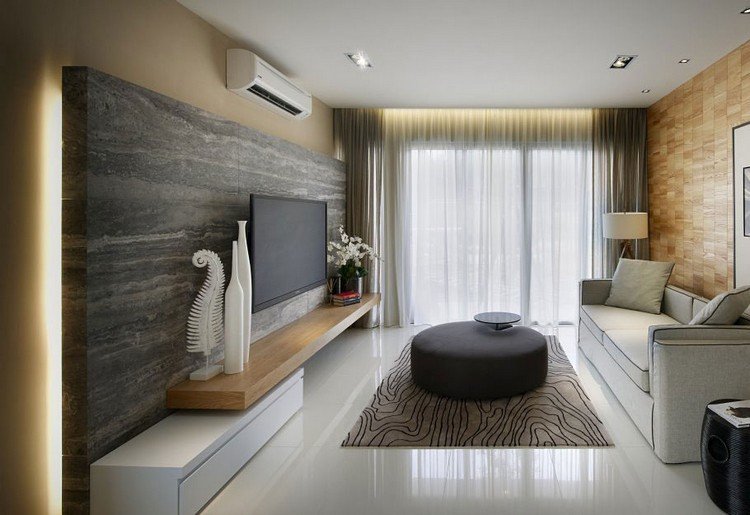 nápady-obývačka-nepriama-stena-strop-osvetlenie-kameň-drevo-kontrast