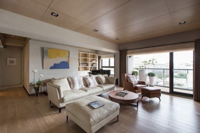 jednoduchá starostlivosť laminát nápady do obývačky drevené panely stropné obloženie vhodné materiály