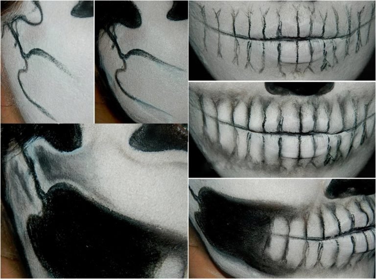 Návody na líčenie tváre pomocou lebky jednoduché na Halloween