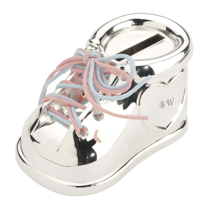 Detská obuv-pokladnička-strieborná-vzhľad-darčeky-k-narodeniu-online