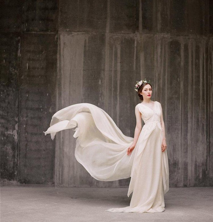 svadobné šaty-pláž-pláž-svadba-šifón-dlhý-krém