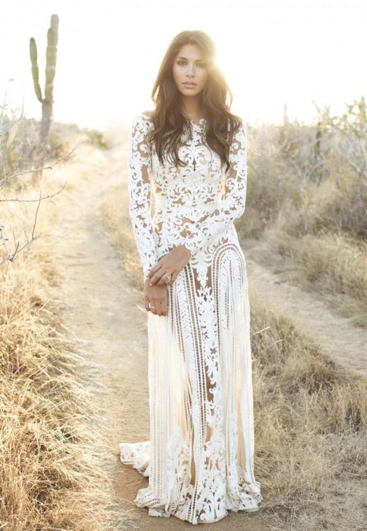 svadobné šaty-pláž-pláž-svadba-dlhá-čipka-boho-štýl