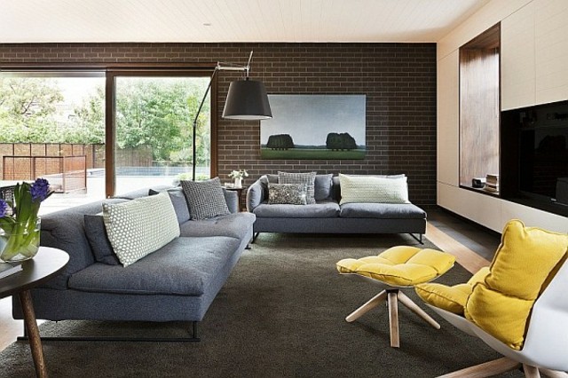 Sedacia súprava Maľba sivá žltá čalúnenie stoličky žltá poťahová stolička stojacia lampa na maľovanie stien