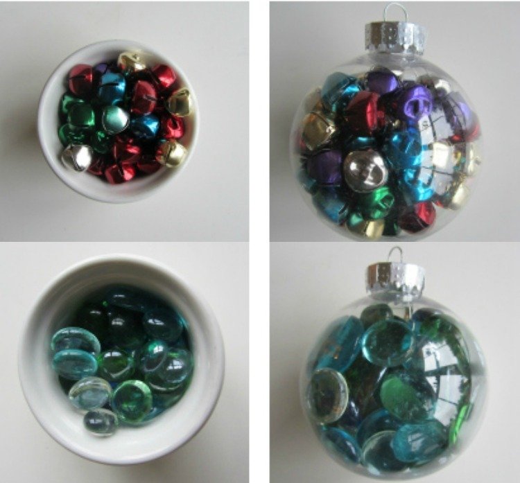 Remeselné nápady-vianočné-vianočné dekorácie-deti-vianočné gule-sklenené-kamienky-transparentné
