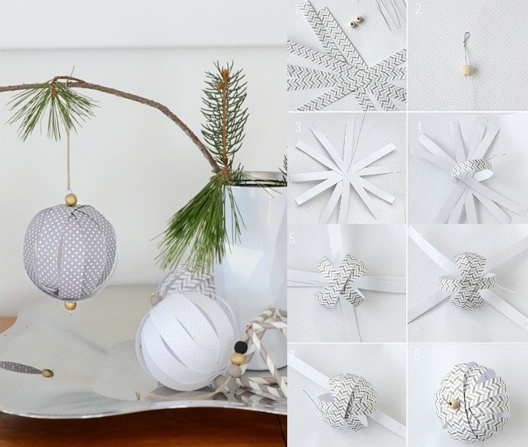 remeslá-nápady-vianočné-vianočné-dekorácie-návod-vianočné-gule-recyklácia papiera