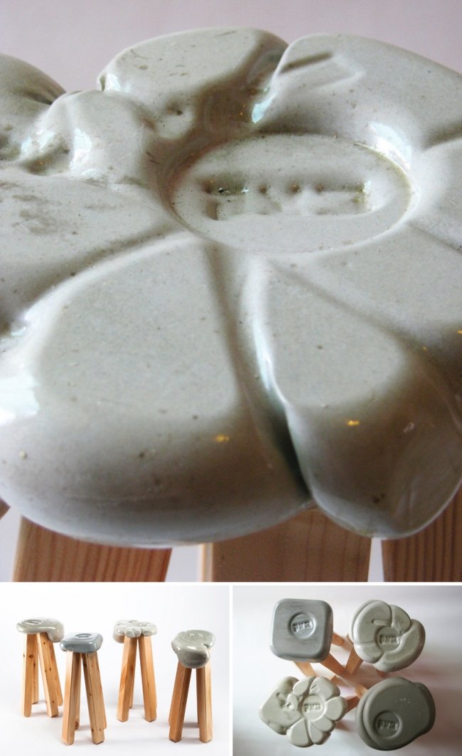 betónový nábytok baztek stolička dizajn drevené nohy yael tandler dizajnový betónový nábytok baztek taburetka drevené nohy yael tandler