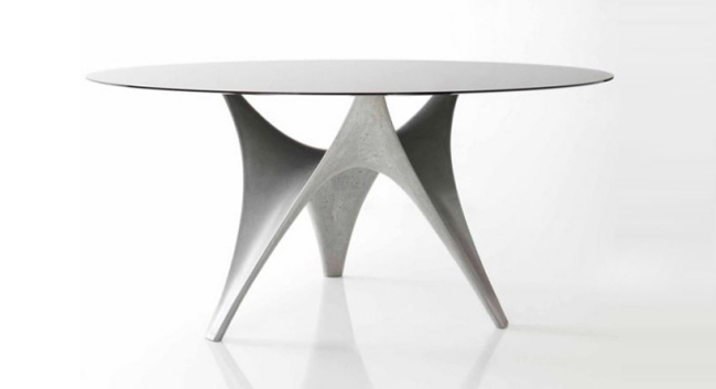 dizajnový betónový nábytok oblúkový stôl pestúnskych partnerov zvnútra dizajnový betónový nábytok oblúkový stôl pestúnskych partnerov zvnútra