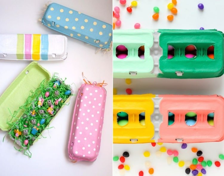 Kartónové škatule na vajíčka namaľujte žiarivo akrylovými alebo prstovými farbami