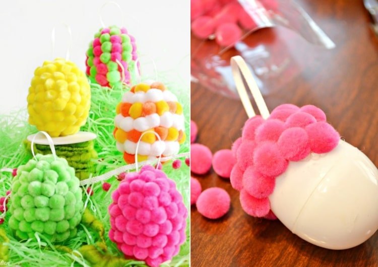 Remeselný nápad na originálne veľkonočné vajíčka - nalepte na plast alebo polystyrén s brmbolcami