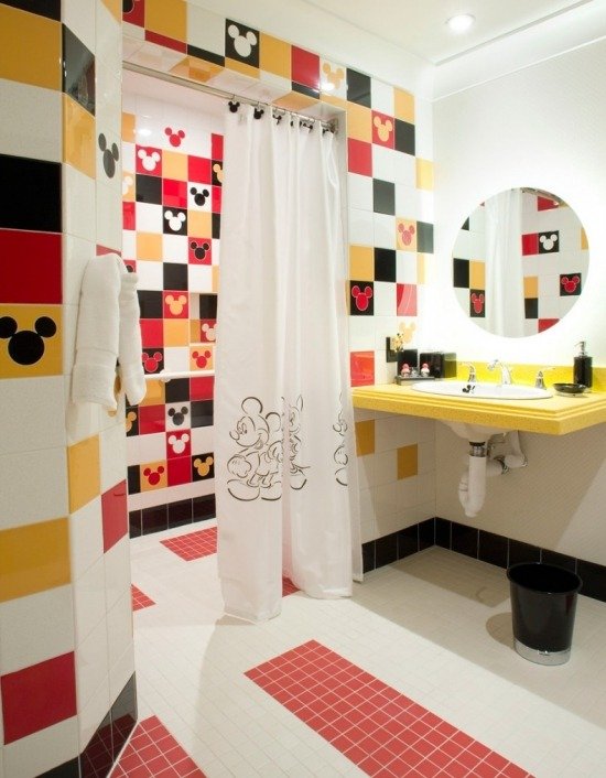 Nápady na výzdobu kúpeľne Mickey Mouse