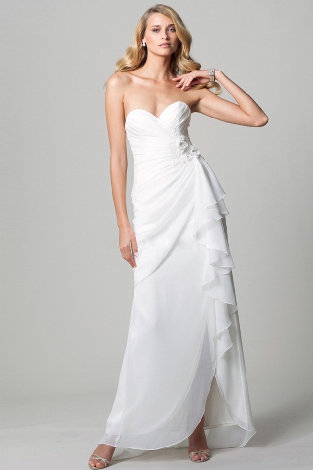 Srdcový výstrih a vlny na boku elegantné svadobné šaty so šifónovým výstrihom srdca