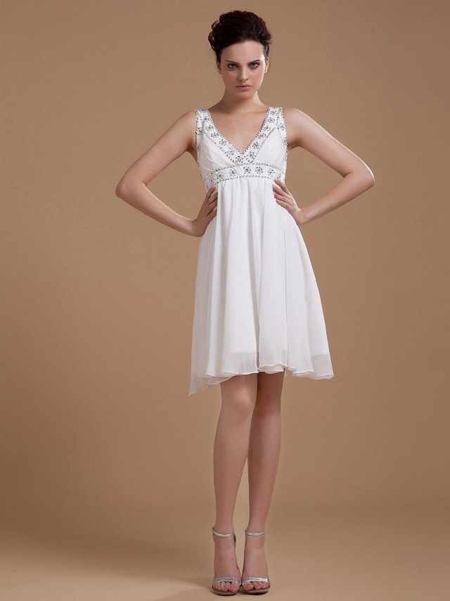 Krátka šifónová sukňa s výstrihom do V. mini-svadobné šaty-šifón-šik-krátke