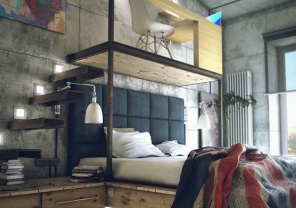 Konštrukcia schodiska z kovového zábradlia koncepcia úspory miesta