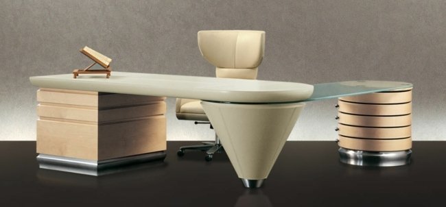 štýlový kancelársky nábytok béžový písací stôl béžová stolová sklenená koža Giorgetti