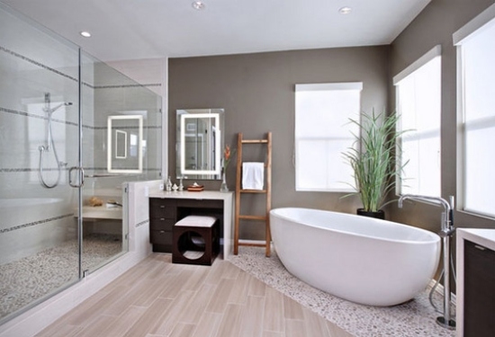 Vaňová podlaha balvany dekorácia v interiéri