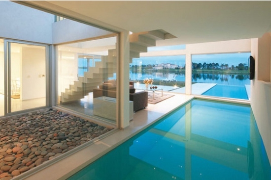 interiérová dekorácia bazénových balvanov dekorácia v interiéri