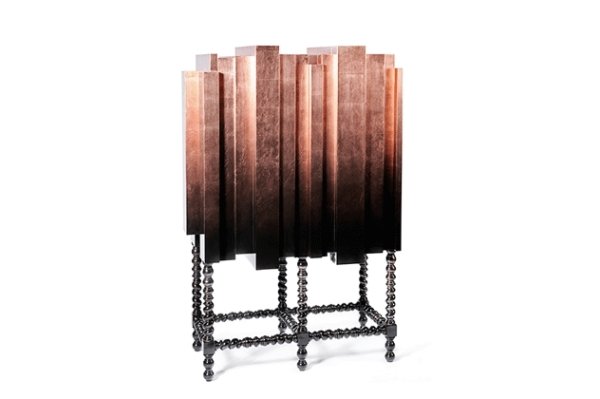 Dizajnová skriňová skriňa v modernom medenom prevedení Návrhár skrinkových skriniek D Manuel-moderné predné dvere s medeným povlakom