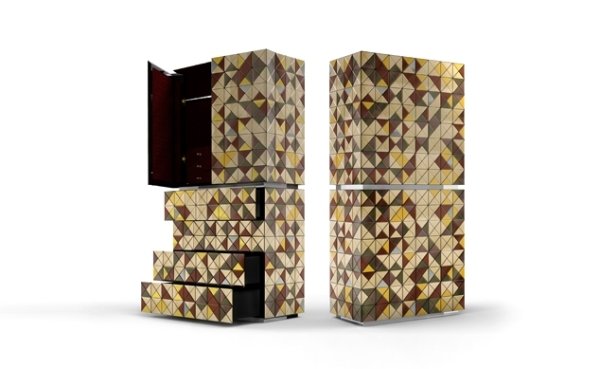 Praktické zásuvky so skriňou pixelovým umeleckým charakterom Skriňa pixelový umelecký charakter zásuvky moderné predné strany