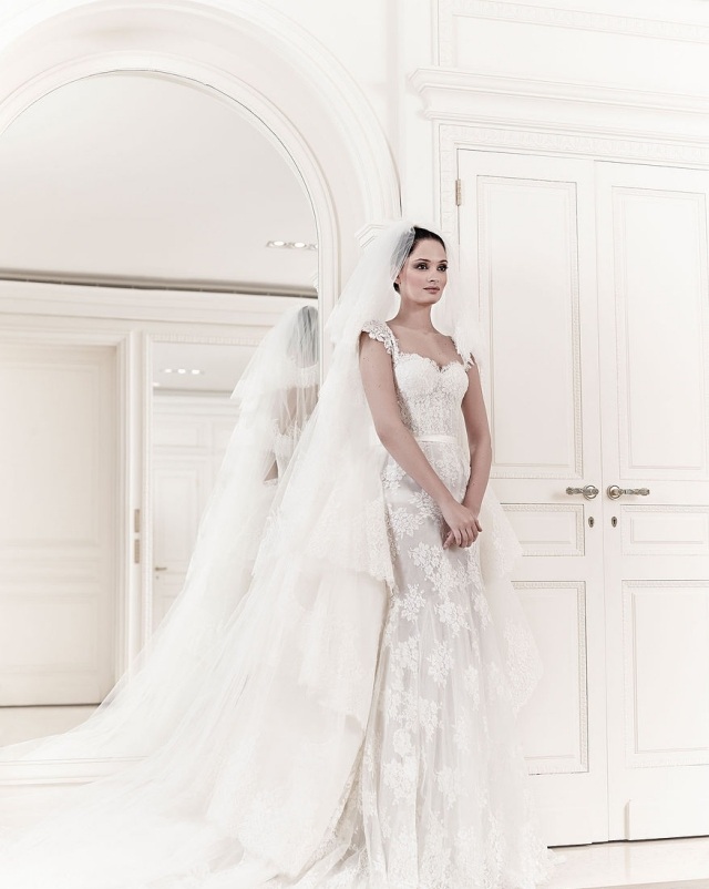 svadobné šaty 2014 zuhair murad čipka oversized závoj krátke rukávy svadobné šaty 2014 zuhair-murad-čipka-nadrozmerný-závoj-krátke rukávy