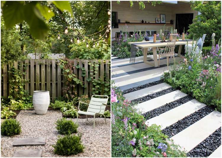 nápady na záhradu bez trvalkových štrkových záhonov