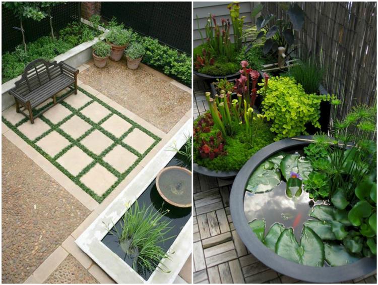 nápady na záhradu rybník vodné rastliny feng shui