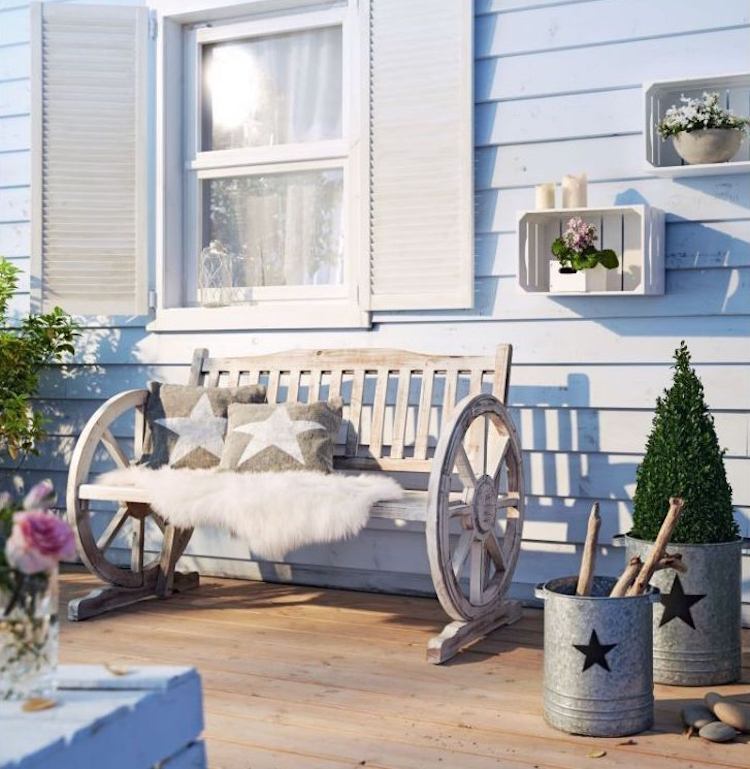 ošarpaná elegantná záhradná dekorácia ovocné boxy škandinávska stará nová nostalgická záhradná dekorácia