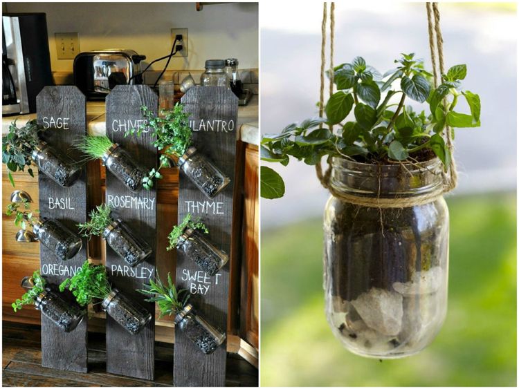 záhradná dekorácia upcyklácia skla vertikálna bylinková záhrada