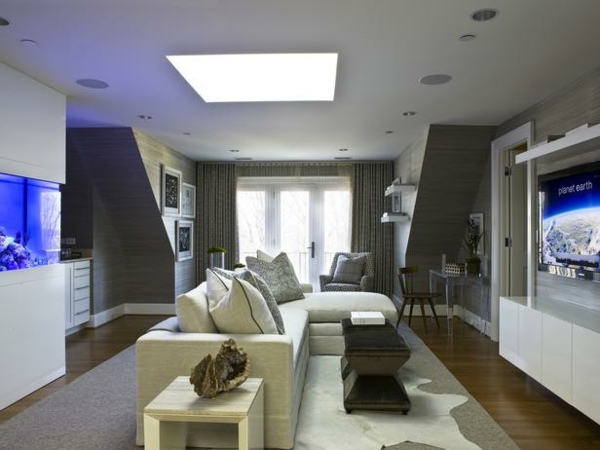 bielo sivý dizajn svetlíka do obývačky Obývacia izba dizajn svetlíka originálne zariadenie