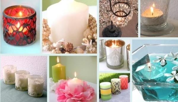 Rôzne nápady pre domáce svietniky Dekorácia so sviečkami svadobné-urob si-urob si-koláž-nápady