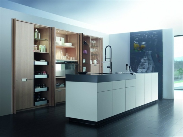 Sklenené fronty moderná kuchynská ostrovná drevená skrinka Sklenené fronty moderná centrálna ostrovná kuchyňa