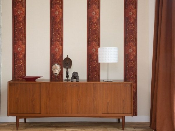 červené biele pruhy tapeta obývacia izba Africa deco Pruhy tapeta obývacia izba afrika dekoratívne vzory