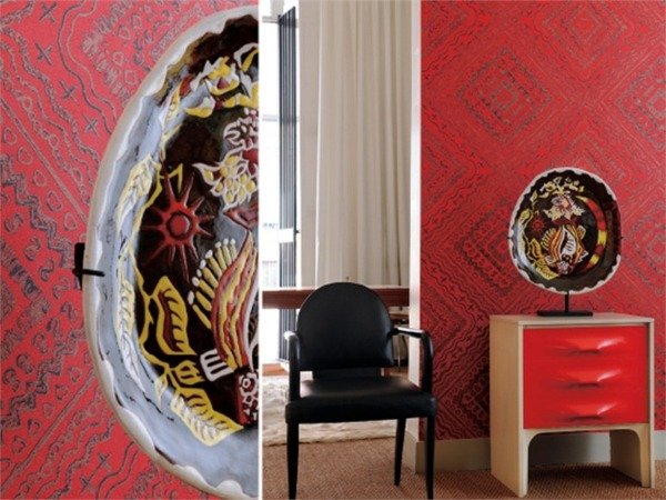 afrika dekor nápady červená stena vzor chodba Nápady nápady na dizajn chodby so vzorom červenej steny