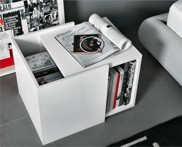 nápady nočný stolík s neobvyklým dizajnovým boxom